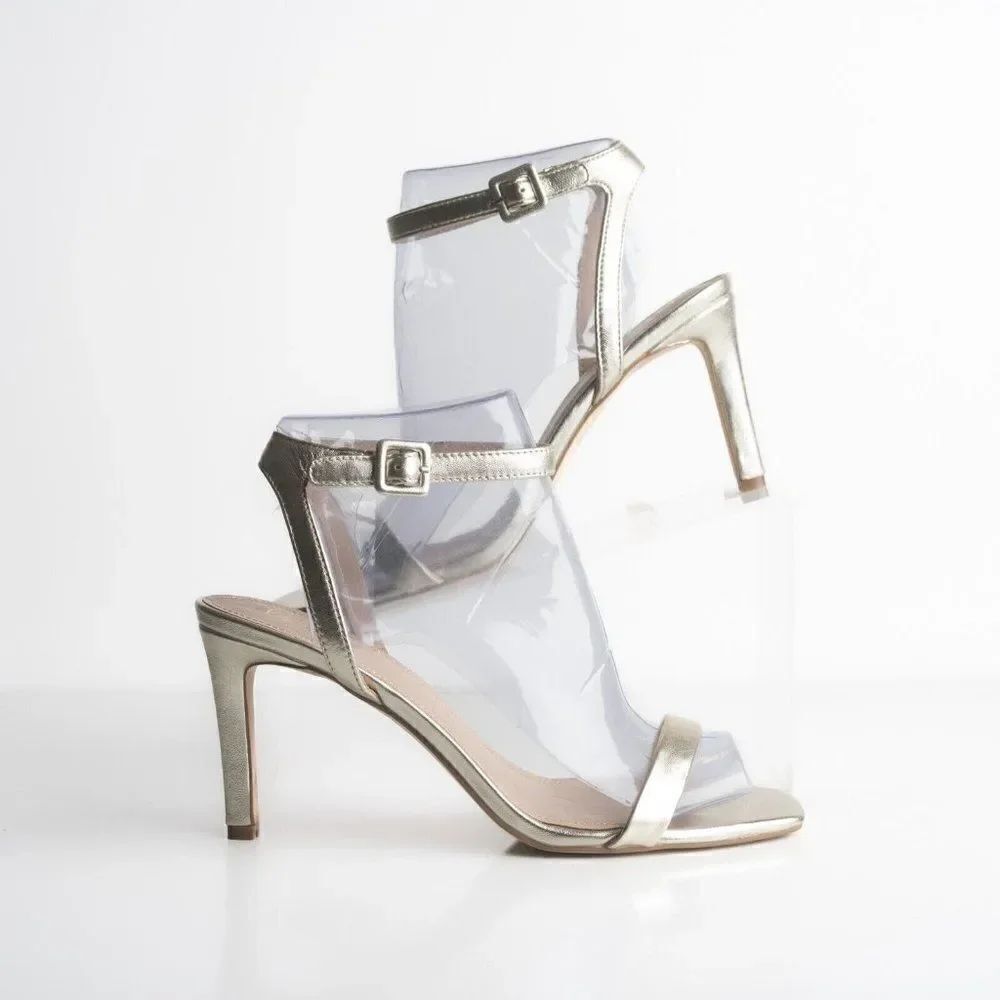 Boden Womens Leather Heels Sandals Gold Ankle Strap EU 41 US 9.5 Open Toe NWOB